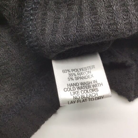 Gibson Women’s Small Black Thermal Waffle Knit V-Neck Button Tie Front Top - Picture 16 of 16